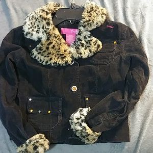 Cheeta print fur and black. kids jacket